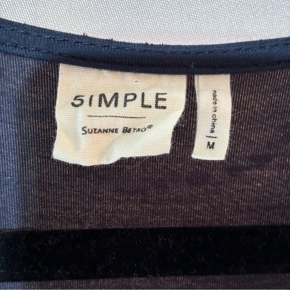 2/$30 Simple Suzanne Betro Navy Blue Romper Size M - Picture 6 of 6